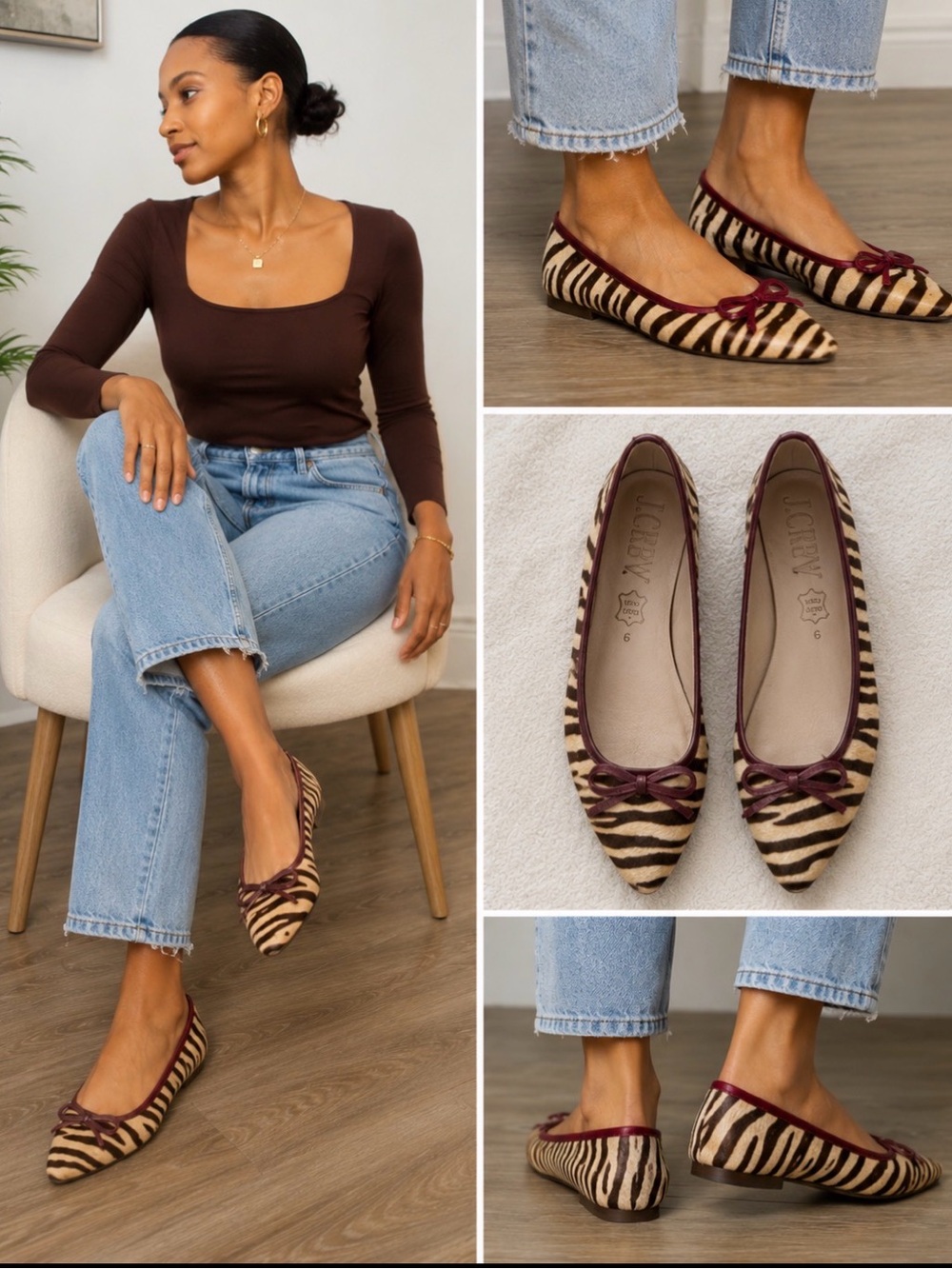 J. McLaughlin Zebra Calf Hair Tassel Loafers Leather Flats Women’s Size 6 - Picture 16 of 16